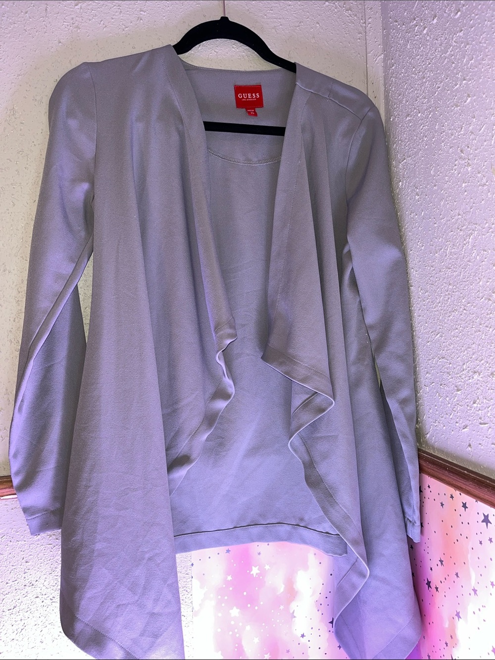 GUESS Light Gray Waterfall Front Cardigan